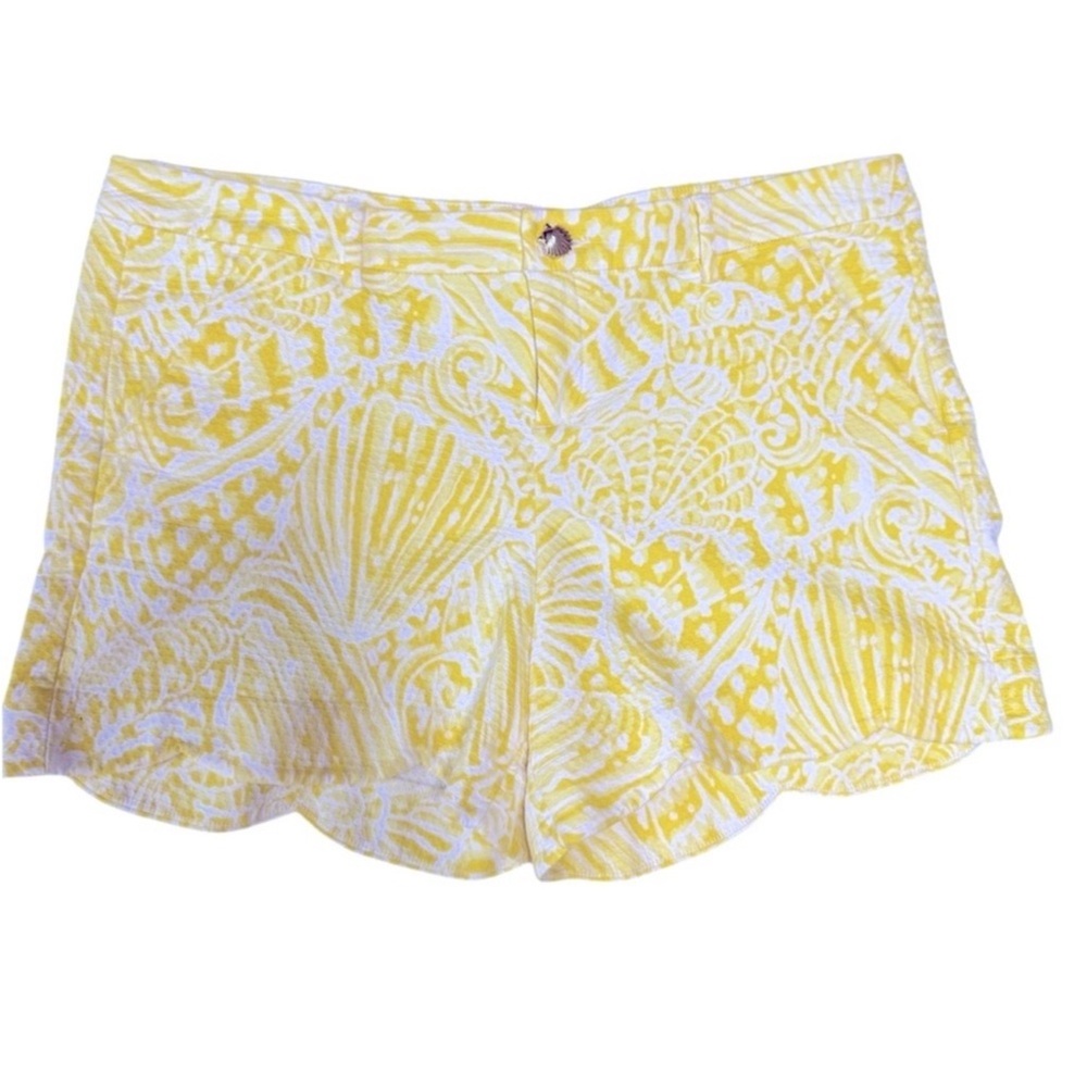 Lilly Pulitzer High Waist Yellow Patterned Shorts - Picture 2 of 5